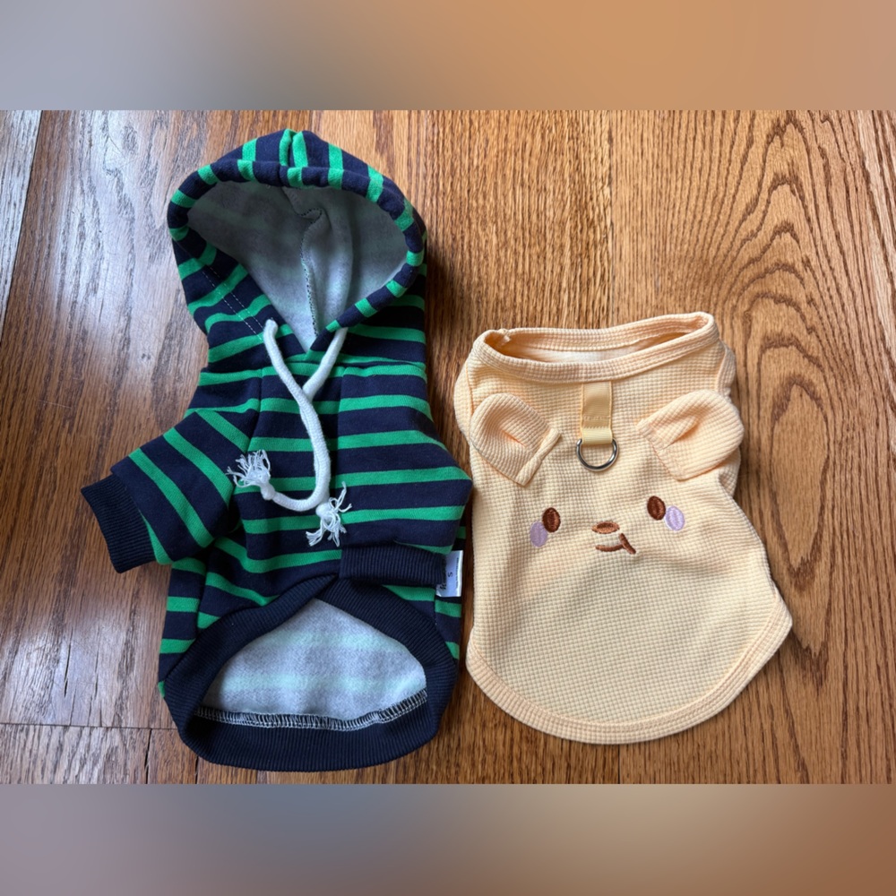 Striped Dog Hoodie and Pooh Bear Face Dog Shirt S small cat pet